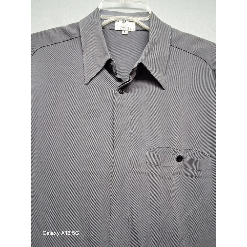 Zanella Gray Men Long Sleeve Made In Italy Button Down Shirt Size L‎